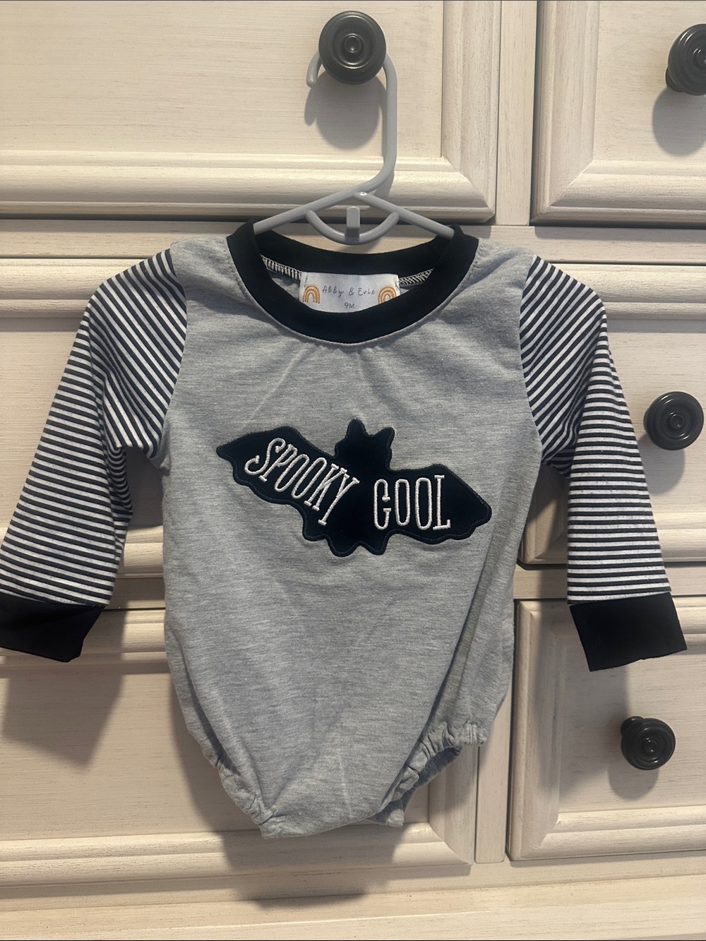 Spooky Cool Grey & Black Halloween Baby One-Piece Bodysuit